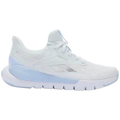Image of Reebok FLEX Trainer Training shoe, Women&#039;s, Size: 5, Moon/blue/footwear white Textile/synthetics