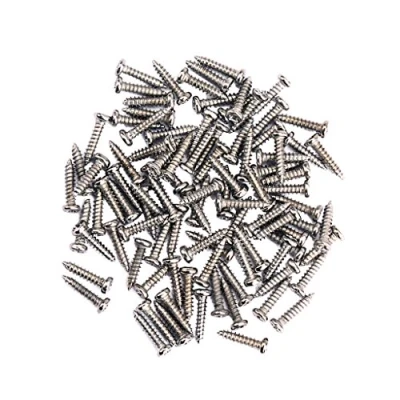 Image of 100pcs Guitar Ukulele Tuning Peg Machine Head Mounting Screws Iron 11x2.2mm Nickel, as described