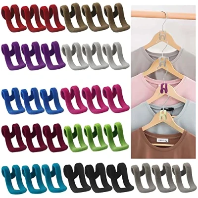 Image of 33 Pcs Hanger Mini Flocking Hook Non slip Clothes Rack Cascading Hooks Saves Wardrobe Space Easy to Organize With a Whole Set of Clothing Bathroom kitchen