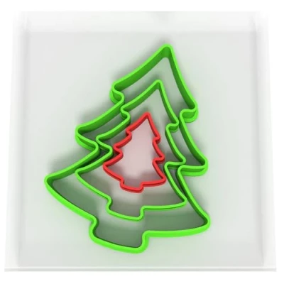 Image of Just Cutters Christmas tree Shape Set of 3 Plastic for Baking, Fondant, Clay, Pastry, Icing, Jewellery (3/5/8CM)