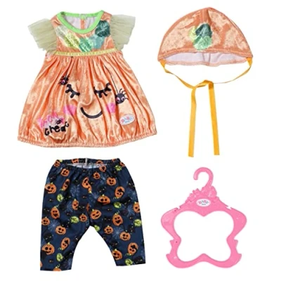 Image of BABY born Halloween Costume Pumpkin Dress with Leggings and Hat for 43 cm Dolls