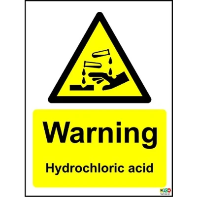 Image of Warning. Hydrochloric Acid Sign Self Adhesive Sticker 200mm x 150mm