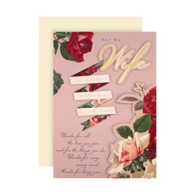 Image of Hallmark Valentine&#039;s Day Card for Wife Pop up, 3D Classic Floral Design