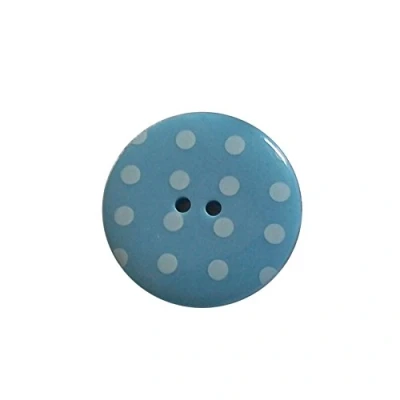 Image of Round Plastic Polka Dot Spot 2 Hole Buttons Pack of 5 (17mm, Pale Blue with White)