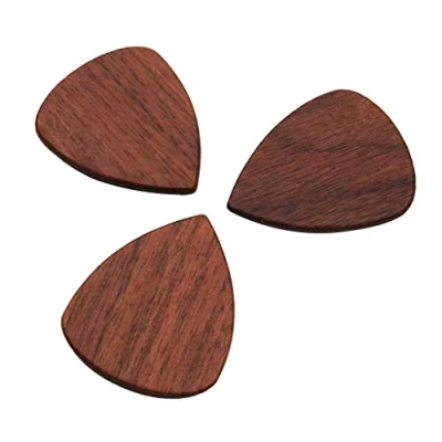 Image of Wooden Guitar Picks (3pcs), Wood Plectrums For Electric, Acoustic, or Bass Black Walnut, 32x27x2.5mm Walnut