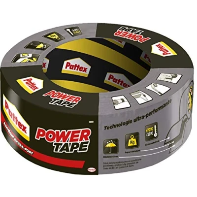 Image of Pattex 1669220 Power Tape gris, Ruban bricolage, réparation toilé surpuissant, adhésif étanche, Rouleau de 30m, Grey, DIY, Heavy Duty Canvas Repair, Waterproof Adhesive, 30 m Roll