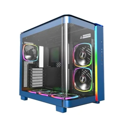 Image of MONTECH King 95 PRO Dual Chamber ATX Mid Tower PC Gaming Case, High Airflow, Tool Free Panels, Sturdy Curved Tempered Glass Front, Six ARGB PWM Fans Pre Installed with