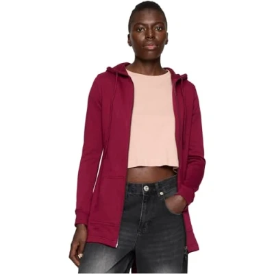 Image of Urban Classics Parka Zipup sweatshirt, Women&#039;s, Size: Small, Red