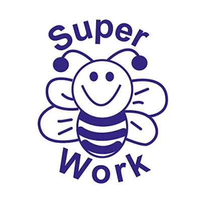 Image of SuperStickers Stamper Solutions Super Work Bee Pre Inked Stamper, Blue, 28mm