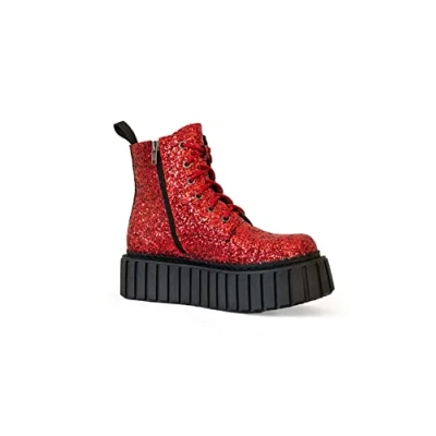 Image of LAMODA Women&#039;s Shooting Star Ankle boot, Red Glitter, 6.5 UK