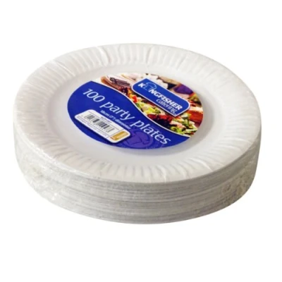 Image of Kingfisher Paper Disposable Plates, White, 7 Inch, Pack of 100
