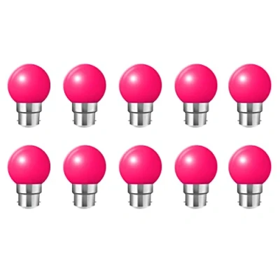 Image of 10x B22 Bayonet Cap LED Coloured Light Bulb Mini Globe Golfball Bulbs for Outdoor Patio Garden Party Christmas(Pink)