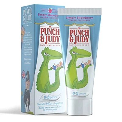 Image of Punch &amp; Judy Baby Strawberry Kids Toothpaste for Children 0 2 Years, Fluoride Toothpaste, Sugar Free, Flavour x1