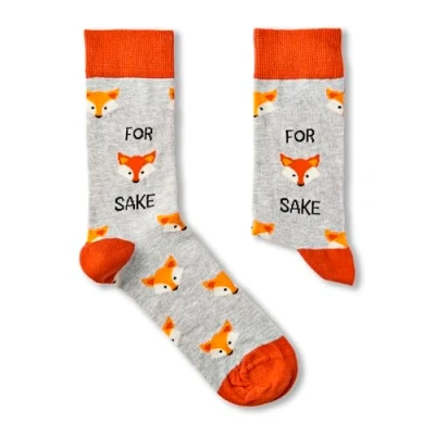 Image of Urban Eccentric Unisex For Fox Sake Socks Gift 1 Pair Cotton Rich Premium Novelty Gifts… (URB00324, UK, Numeric, 4, 8, Regular, Regular)
