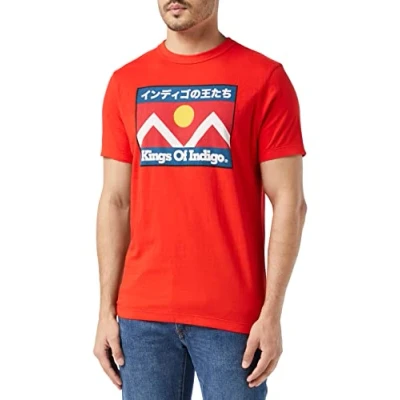 Image of Kings of Indigo Men&#039;s Darius T Shirt, Red (Red Mountain Flag 7911), X Large