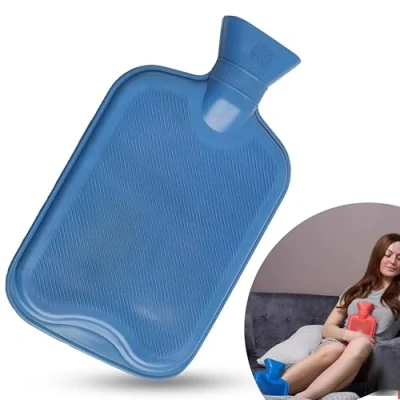 Image of 2 Liter Blue Hot Water Bottle, Premium Rubber Bag for Menstrual Cramps, Feet Warmer, Shoulder Pain Relief, Neck, Back and Cosy Nights, Cold Therapy