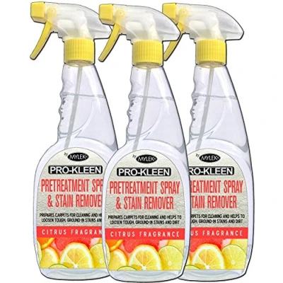 Image of Pro Kleen Citrus Carpet and Upholstery Pre Treatment Spot Stain Remover Spray 3 x 750ml