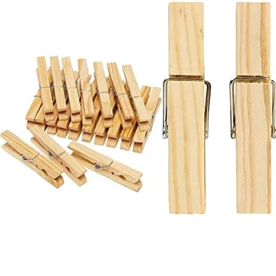 Image of 60 XXL Jumbo Strong Wooden Clothes Pegs For Washing Line Arts Craft