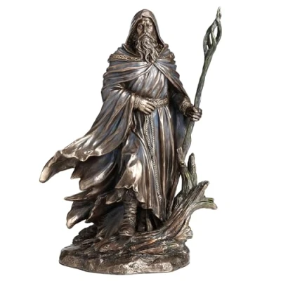 Image of Veronese Design 11 3/8 Inch Tall Merlin by Monte Moore Cold Cast Resin Antique Bronze Sculpture