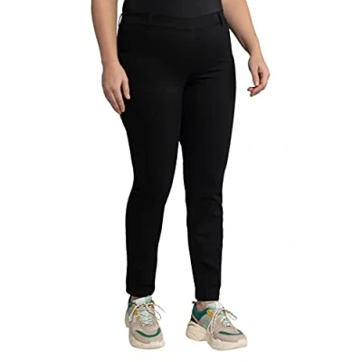 Image of Ulla Popken Women&#039;s Jeggings Overdyed mit Gürtelschlaufen Trousers, Black, 33W / 32L