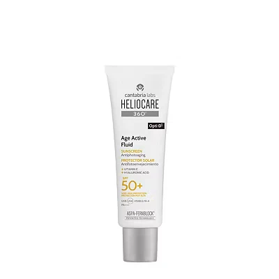 Image of Heliocare 360 Age Active Fluid, Sun Cream SPF50, Anti Ageing Protection, Water and Sweat Resistant, 50ml