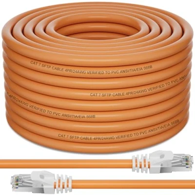Image of Ethernet Cable 30m Cat 7, LAN High Speed Gigabit 10Gbps, Long Internet Outdoor Indoor, RJ45 Shielded S/FTP Network Anti Interference Waterproof Patch for Router
