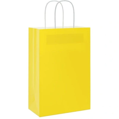 Image of vidaXL Paper Bags 50 pcs with Handles Yellow 21x11x31 cm