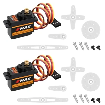 Image of HAWK&#039;S WORK Micro Servo 9g, Metal Geared Motor Kit for Robot Arm RC Plane Helicopter Car Boat, STEM &amp; Raspberry Pi Project (Emax ES08MA II) (2 Pcs)