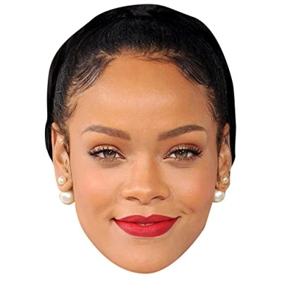 Image of FoxyPrinting RIHANNA BLACK HAIR JB Music Star Fancy Dress Cardboard Celebrity Party Face Mask