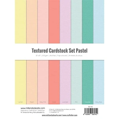 Image of Craftelier Cardstock Pack, Pack of 24 for Scrapbooking and Crafts Projects, Pastel Texture, Dimensions 15 x 20 cm, Weight 216 g