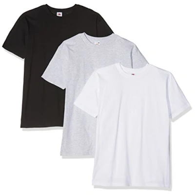 Image of Fruit of the Loom Men&#039;s Super Premium Short Sleeve T Shirt Pack 3, White/Black/Heather, XXX Large