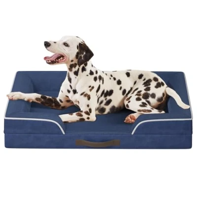 Image of Codi Large Memory Foam Layer Dog Bed, Washable Orthopedic Bed Couch with Removable Zipper Cover, Waterproof Sofa Navy Blue