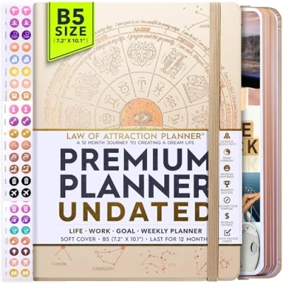 Image of Life Planner Undated Deluxe Weekly, Monthly Planner, a 12 Month Journey To Increase Productivity Organizer, Gratitude Journal, Agenda Do List, Gift Box &amp; Stickers Start Anytime