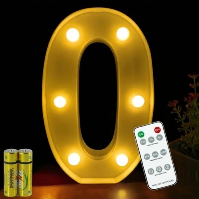 Image of HONPHIER LED Number Lights Remote Control Marquee Decoration Light Up Numbers Night Sign for Home Party Wedding Anniversary Decor Battery Operated (0)