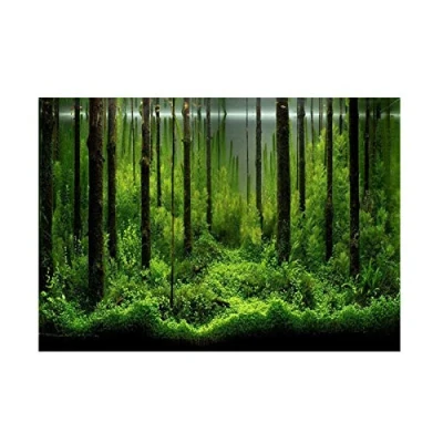 Image of Fish Tank Poster,PVC Adhesive Underwater Forest Background Poster Backdrop Decoration Paper Aquarium Sticker(91 * 50cm)