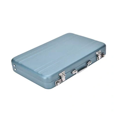 Image of ausuky Mini Aluminum Card Holder Case Gift Box (Blue)