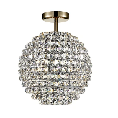 Image of Nord 4 Light Semi Flush Crystal Gold Ceiling