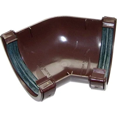 Image of FLOPLAST 112mm Round Gutter Pipe 135 Degree Angle Brown