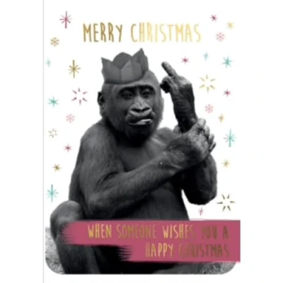 Image of Merry Christmas Rude Greetings Card, Funny Gold Foiled