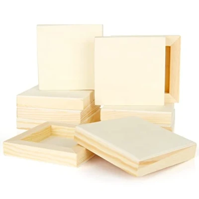 Image of FVIEXE 10PCS Wood Panels for Painting, 4 x Inch Craft Canvas Panel Boards, Unfinished Cradled Arts &amp; Crafts, Wooden Painting Pouring Board