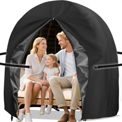 Image of Double Egg Chair Cover Waterproof Hanging Covers Patio 420D Heavy Duty Oxford Fabric Windproof Anti UV Rattan Swing 230 x 200cm