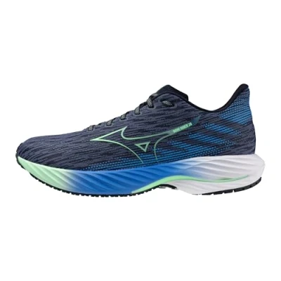 Image of Mizuno Men&#039;s Wave Rider 28 Running Shoe, Vintage Indigo neo Mint, 8