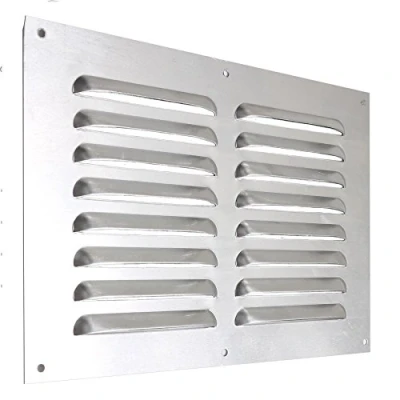 Image of 9&quot; x 6&quot; Louvre Air Vent Cover Satin Aluminium/Metal Chrome Effect Wall Grille