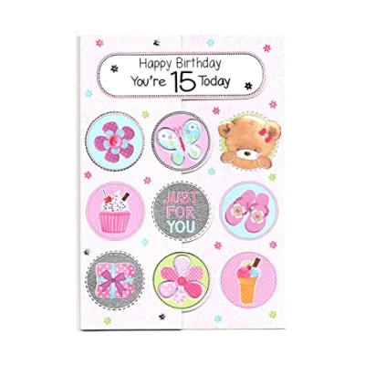 Image of Birthday Card, Fifteen (15) 15th Year Old Girl Free Post (UK)