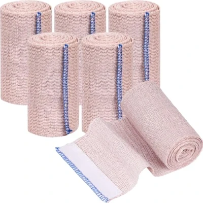 Image of Premium Compression Bandage Pack of 6 Elastic Wrap with Self Closures for Wrist Ankle Hand Knee Elbow Shoulder Feet Injuries Washable and Reusable 10CM Width 1.7M Length Stretches up to 4.5M