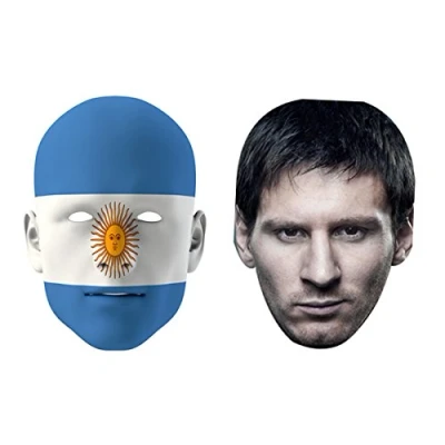 Image of FoxyPrinting Argentina World Cup Celebrity Cardboard Party Face Mask Fancy Dress Pack Messi