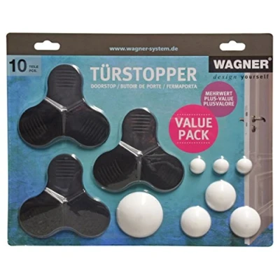 Image of Wagner Door stoppers &amp; Wall / buffers 10 Pieces, Black White, Value Pack 3 x 3STOP, 15700010