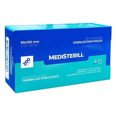 Image of Pack of 200 Self Sealing Sterilisation Bags, PVC Dental Autoclave Steriliser Bags for Cleaning Tools (90 x 165 cm)