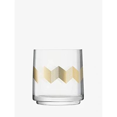 Image of LSA International Chevron Lantern/Vase H14cm Gold 1 Unit Mouthblown &amp; Handmade Glass CH16