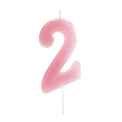 Image of dekora Original Birthday Candles Numbers in Pink Candle 2 Girl Years